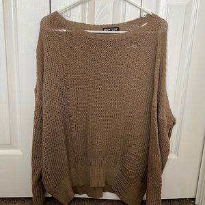 Size M tan Shein distressed sweater